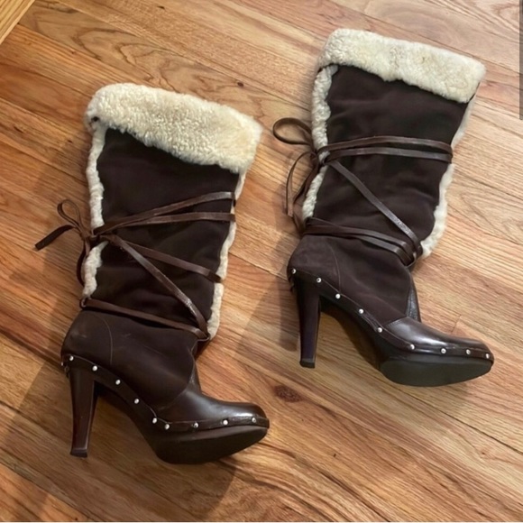 Michael Kors heeled shearling boots - Picture 3 of 6